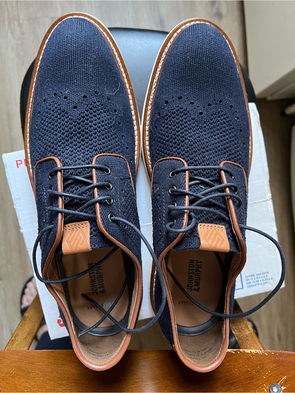 Johnston & Murphy Upton Knit Wingtip Oxford Navy men’s 11.5M NWOB